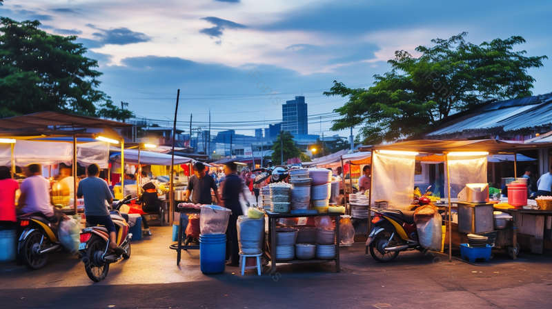 夜市经济美味小吃摊摆摊蓝色天空摄影图,高清,摄影图,摄影图片,图片大全,摄影图免费下载